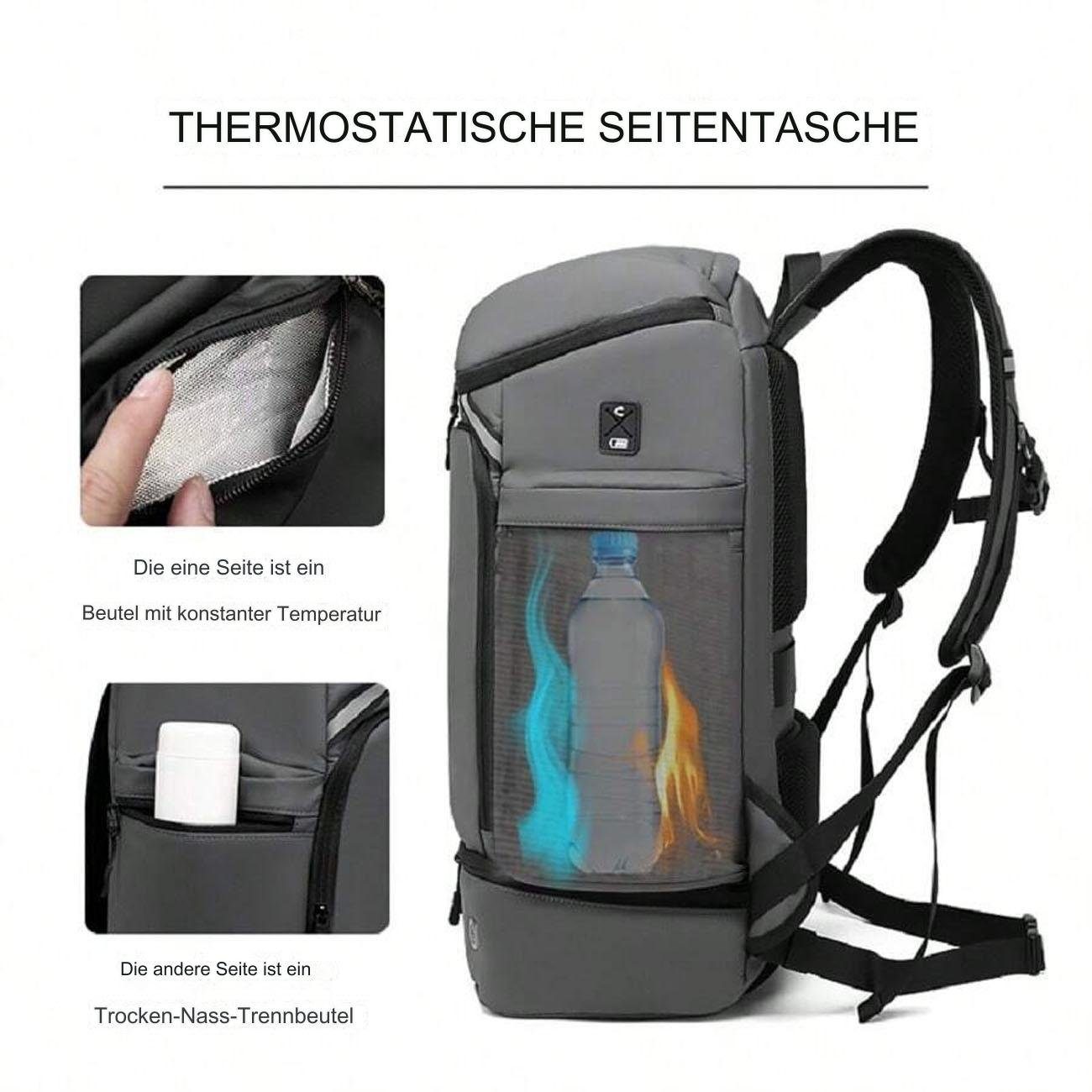 YYV Reiserucksack Wasserdichter Reiserucksack für Herren mit großem Fassungsvermögen, Perfekt für Sport, Reisen, Wandern und mehr.