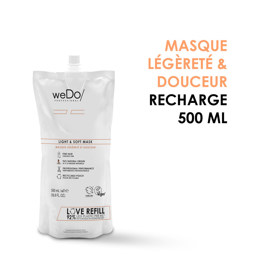 wedo Masque cheveux Vegan Légèreté et Douceur recharge pour cheveux fins Masque vegan sans silicone pour cheveuxfins