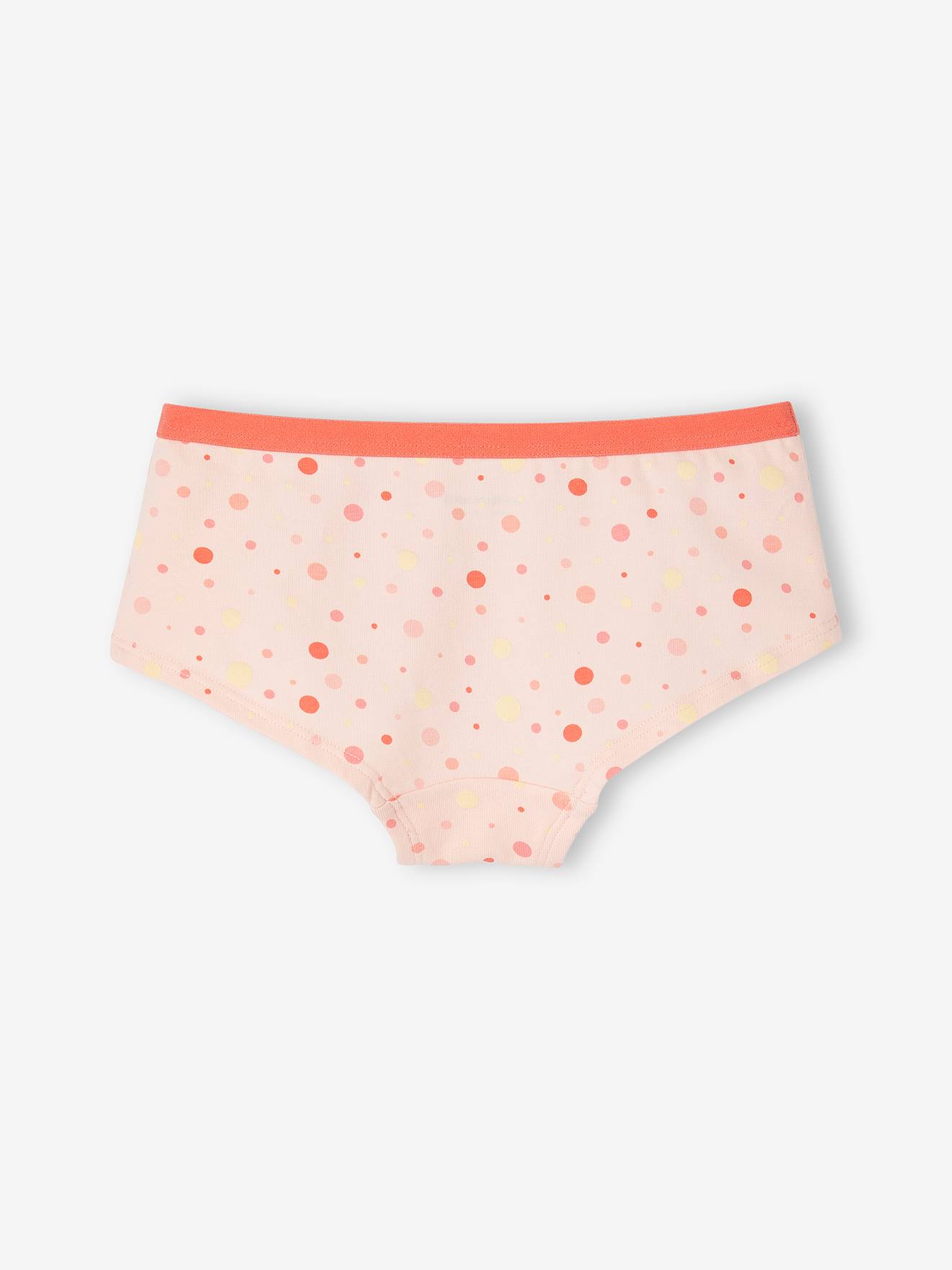Vertbaudet 5er-Pack Mädchen Shortys, Pop-Blumen Oeko-Tex - aprikose