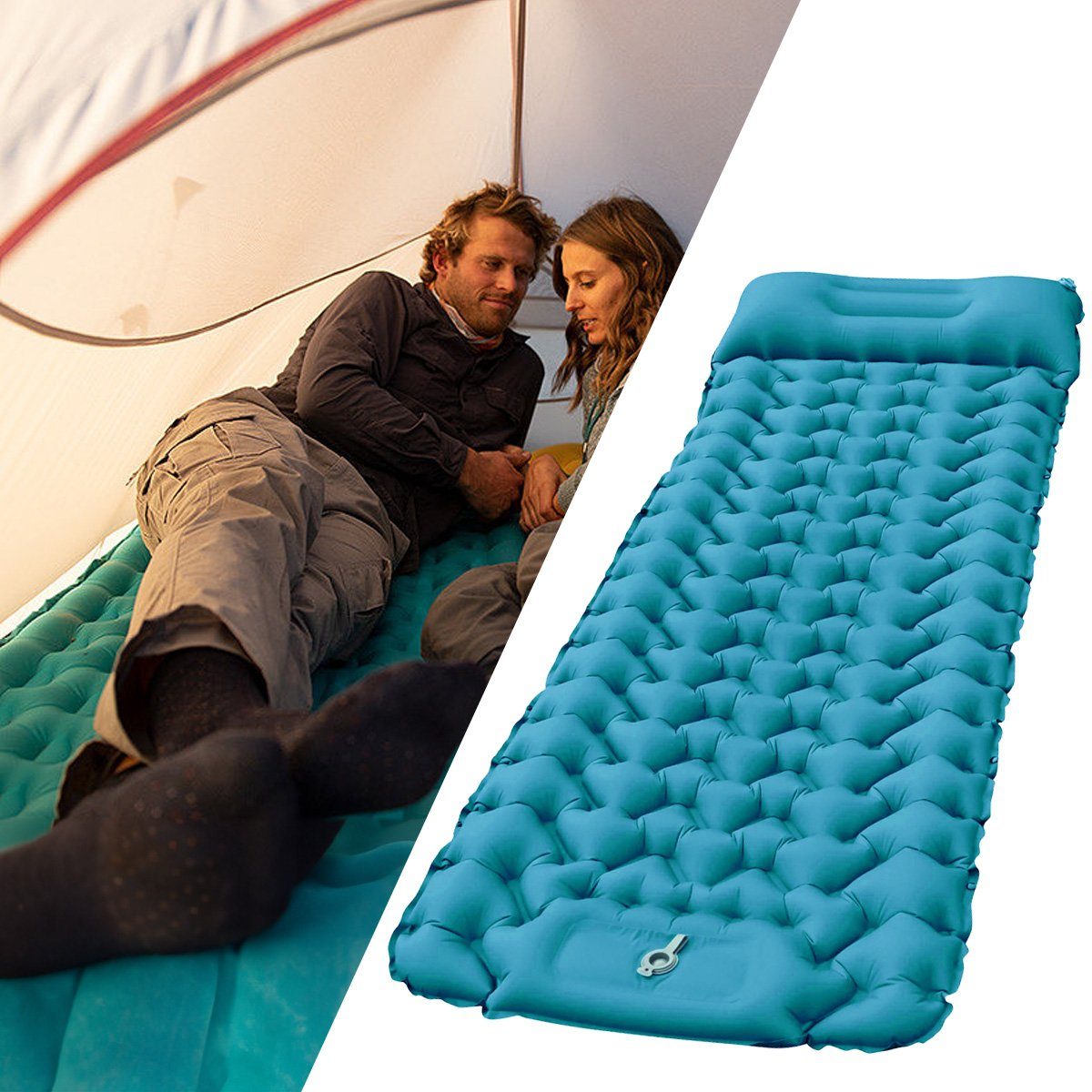 Novzep Luftbett Isomatte Camping, mit Kissen, 9cm Dicke, wasserdicht & Faltbar