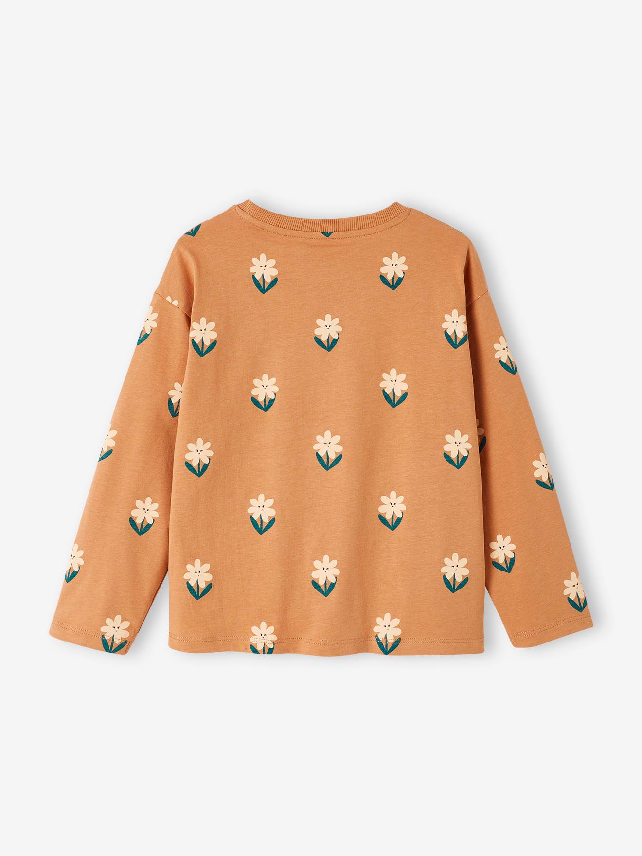 Tee-shirt fille manches longues noisette