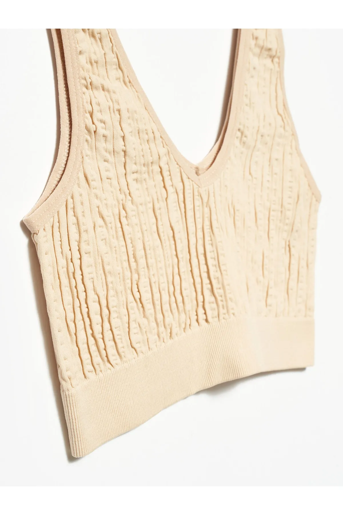 Dilvin  3650 Faltenoberteil mit V-Ausschnitt Beige
