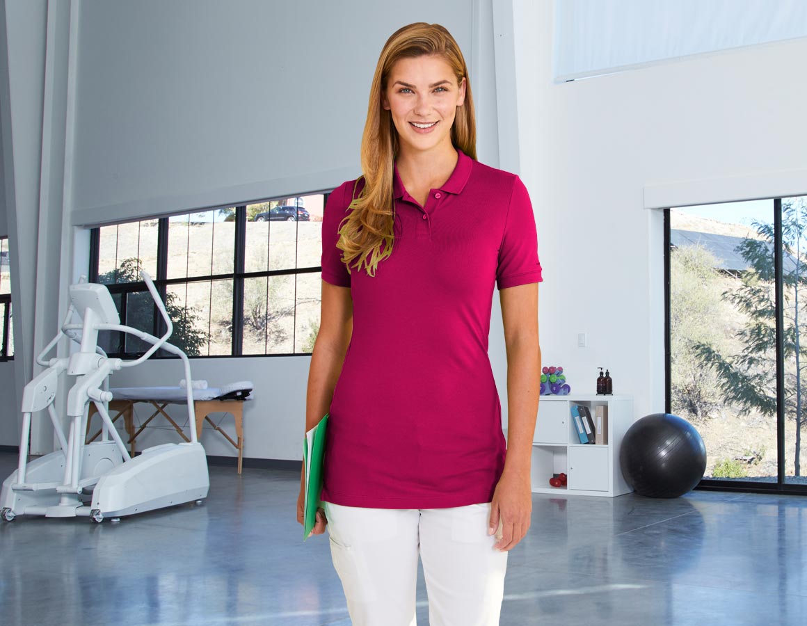 e.s. Piqué-Polo cotton stretch, Damen, long fit
