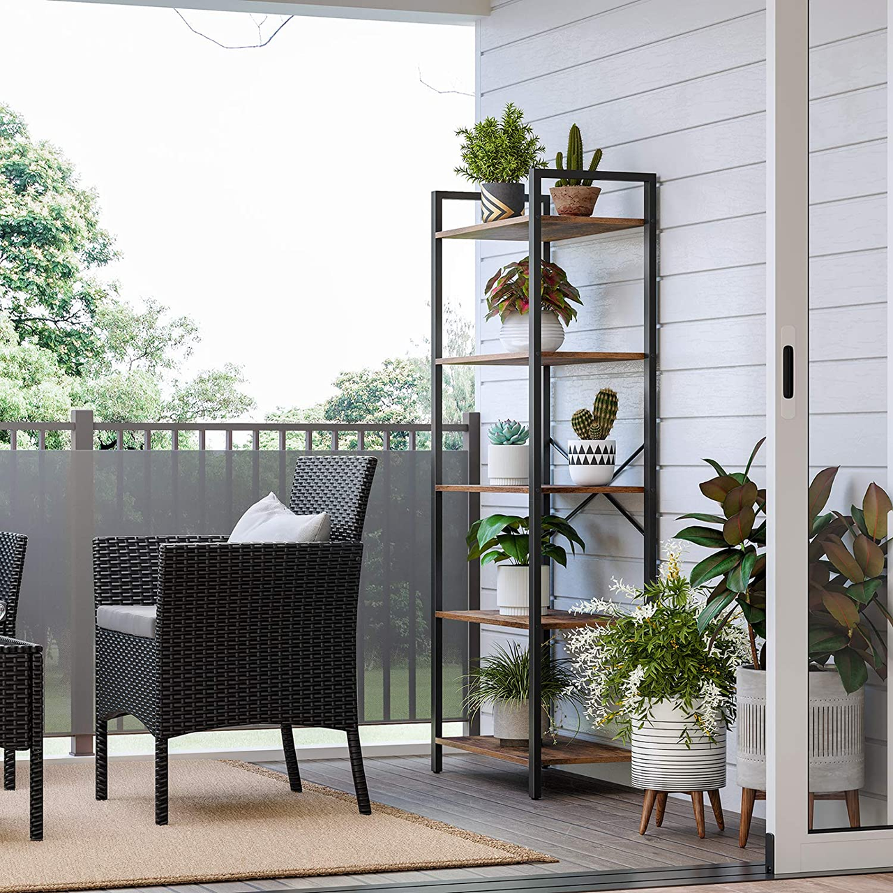 Vasagle Leiterregal, 66x30x153cm, Rustikales Braun