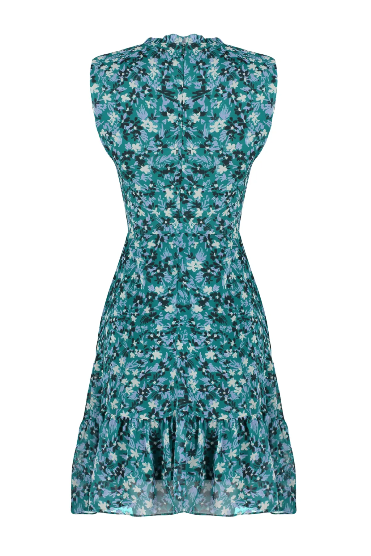 Trendyol Collection  Dunkelgrünes Mini-Rüschen-Webkleid TWOSS20EL0681