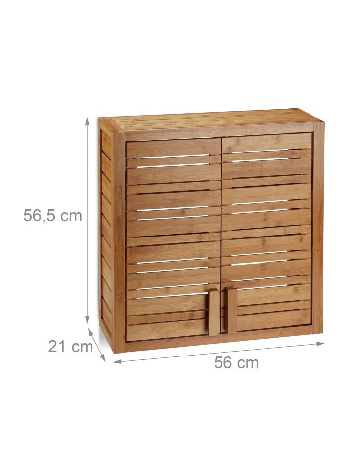 relaxdays Wandschrank in Natur - (B)56 x (H)56,5 x (T)21 cm günstig kaufen onesize