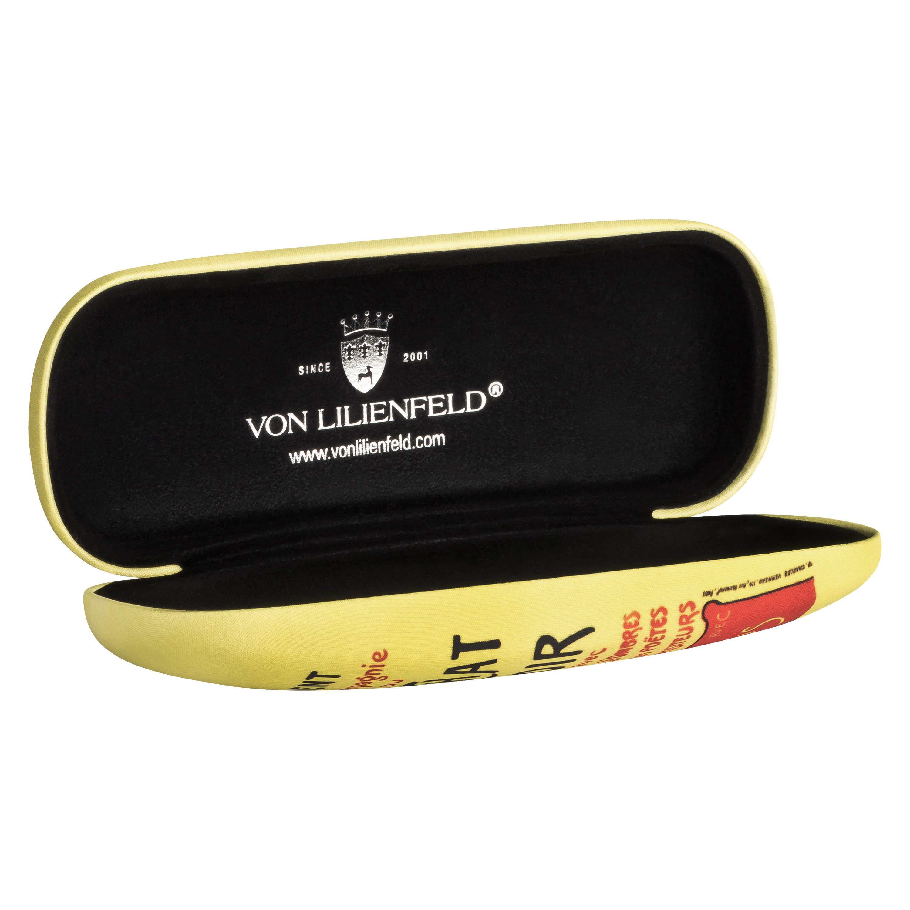 von Lilienfeld Brillenetui Etui Chat Noir Katze Kunst Motiv Hardcase mit Putztuch, stabiles mit Mikrofaser bezogenes Hardcase