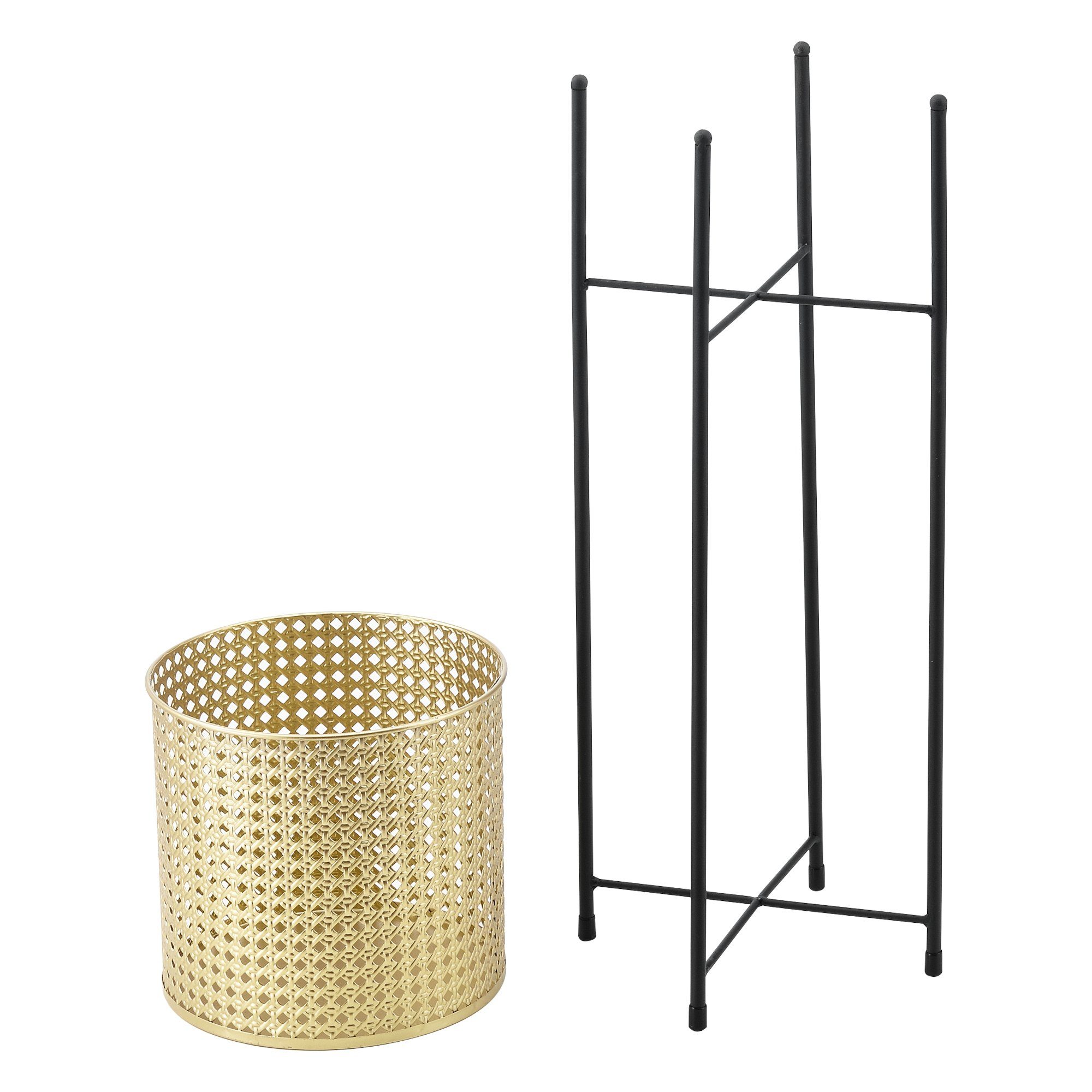 en.casa Blumenständer (Set, 2er), Mol Blumenkübel Pflanzenständer Pflanztopf Metall gold/schwarz