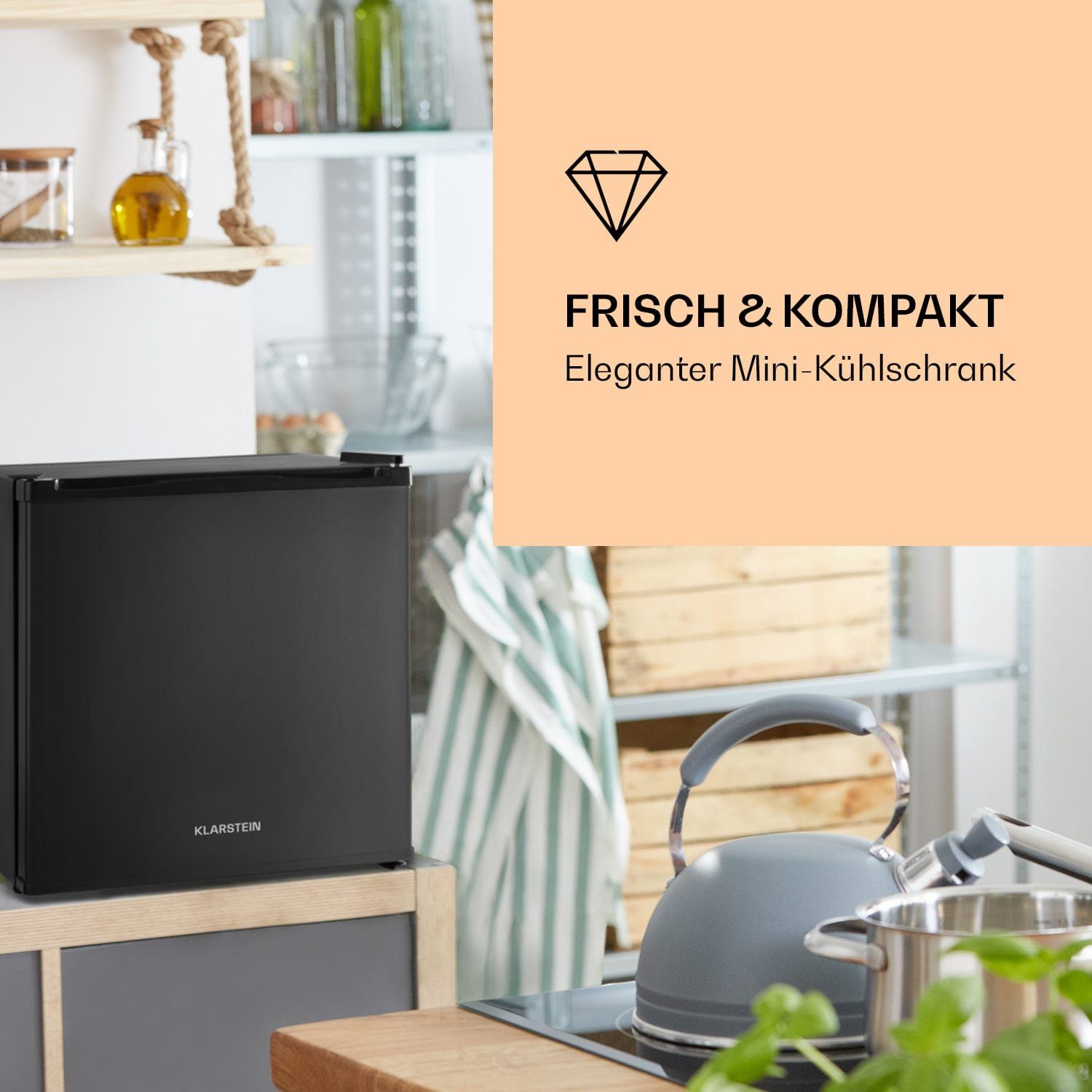 Klarstein Table Top Kühlschrank HEA- BCH-17B-Black 10033702, 30.8 cm hoch, 40.2 cm breit