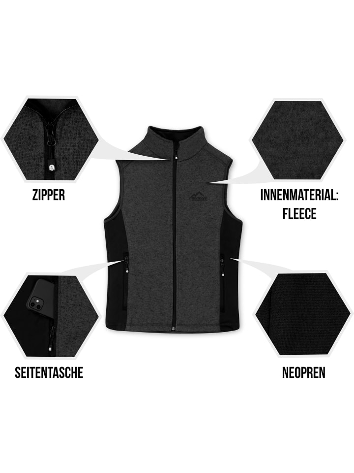 Normani Outdoor Sports Herren Strick-Fleeceweste Shamattawa in Anthrazit günstig kaufen