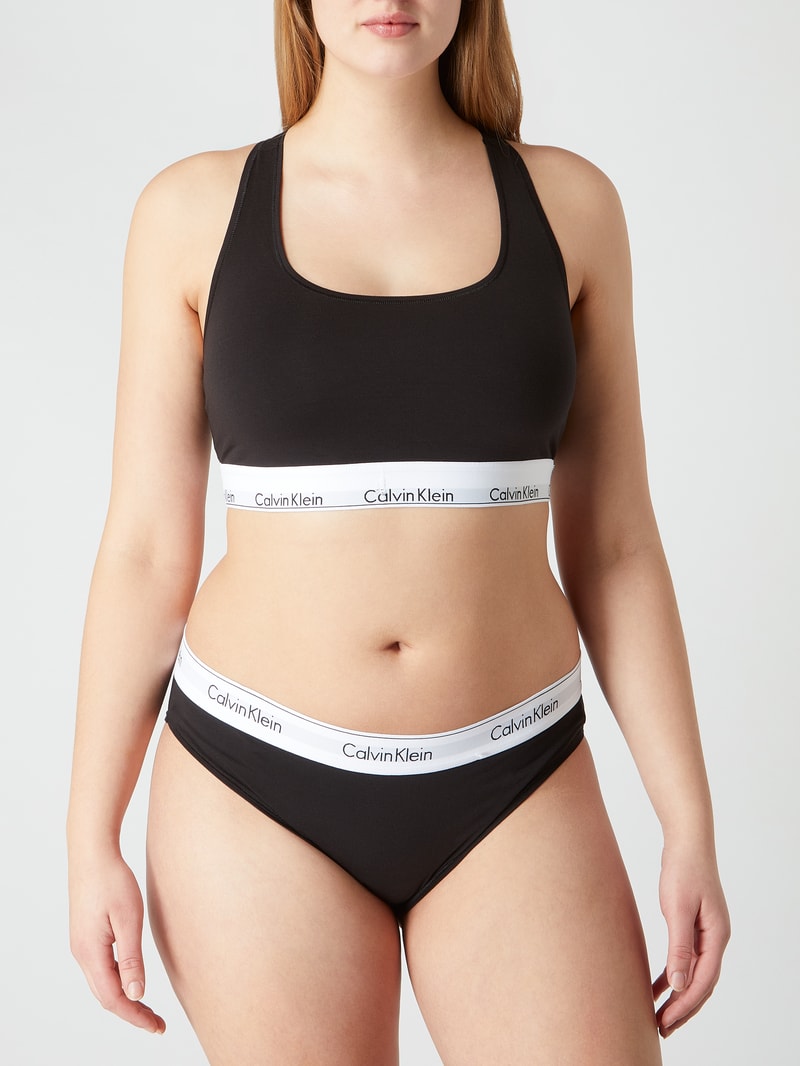Bralette mit elastischem Logo-Bund in schwarz