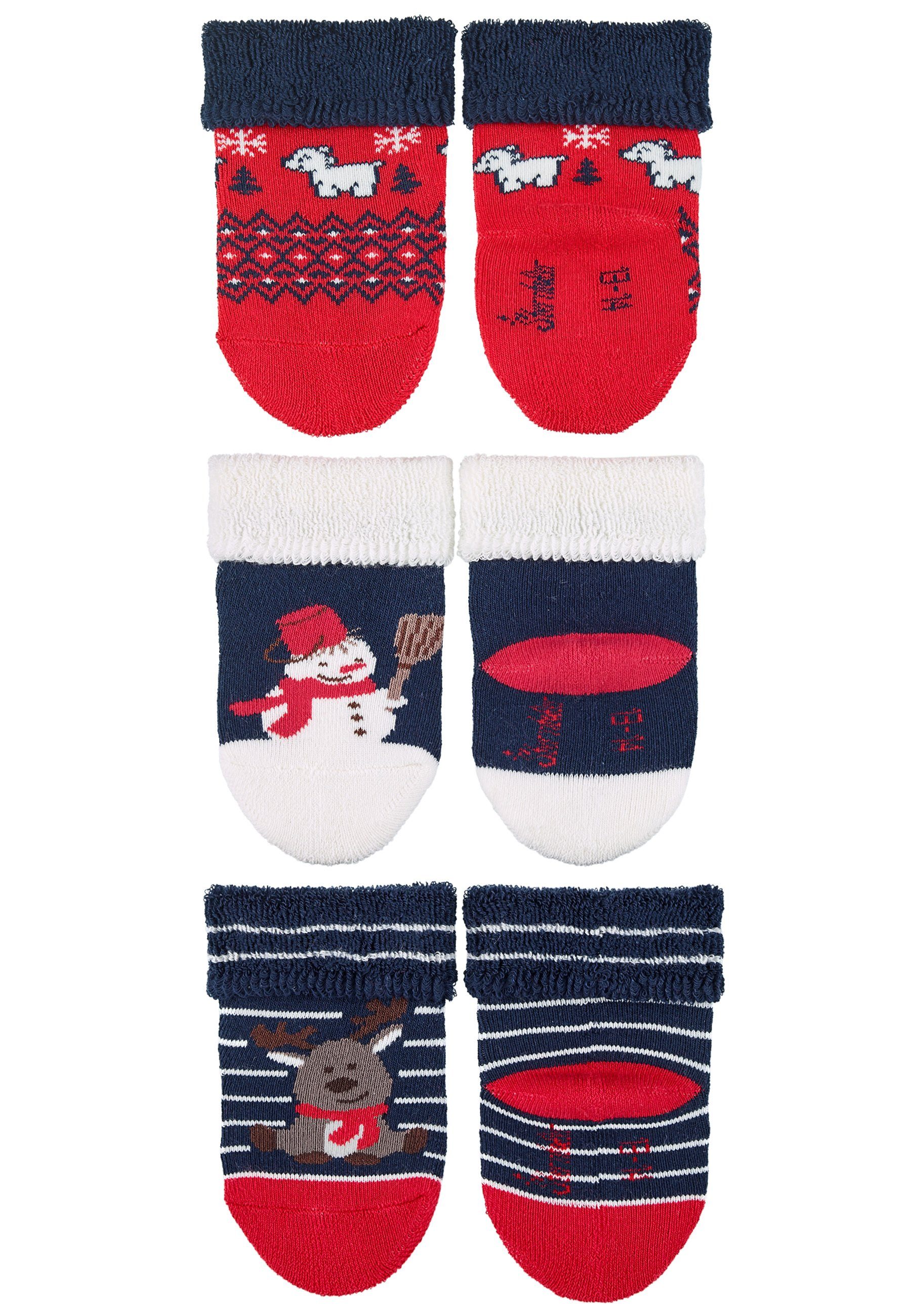 Sterntaler® Basicsocken Baby-Söckchen Weihnachten, 3er-Pack