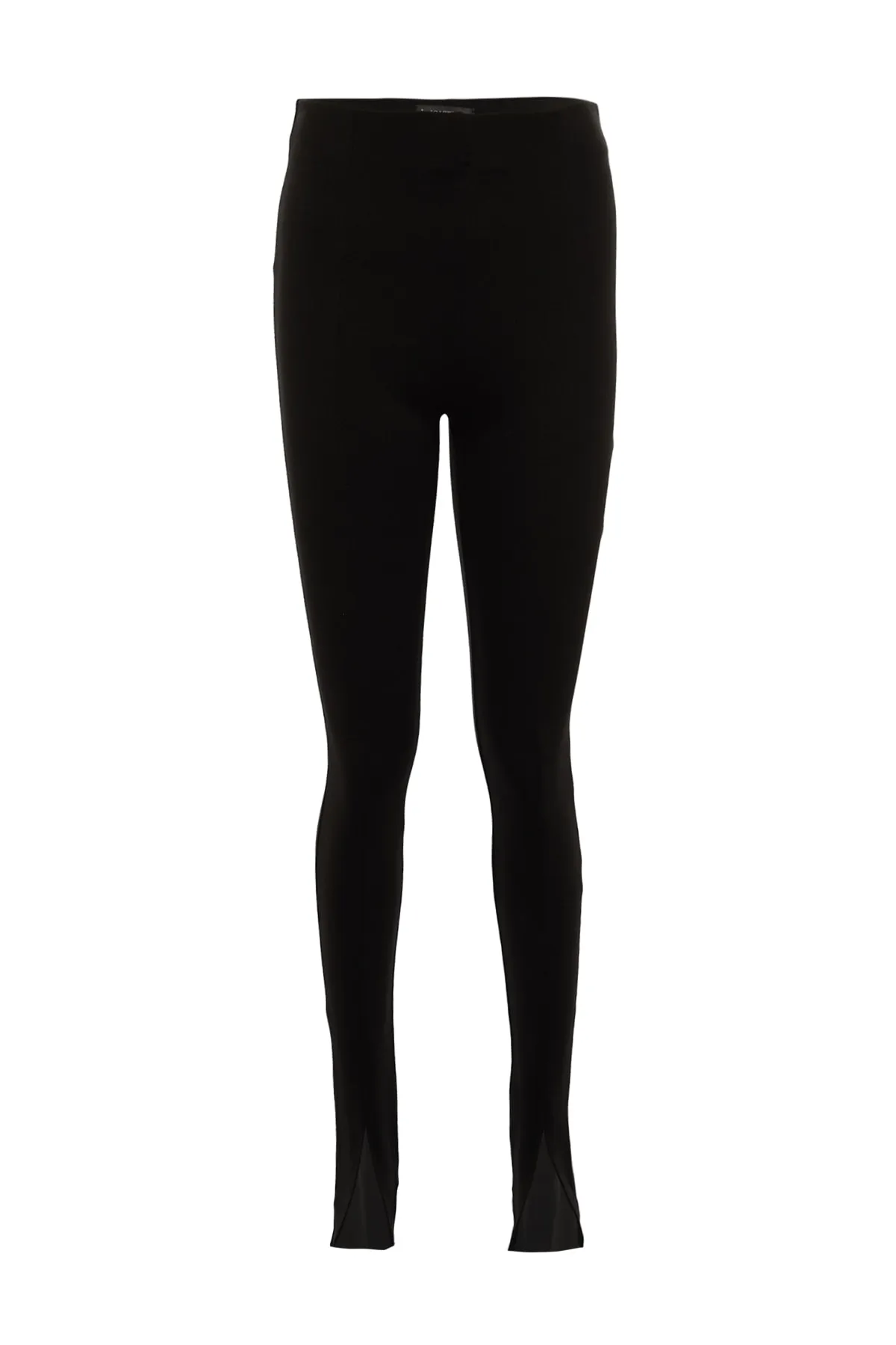 Trendyol Collection  Schwarze Interlock-Strick-Leggings mit hoher Taille und geschlitzten Beinen TWOAW21PL0263