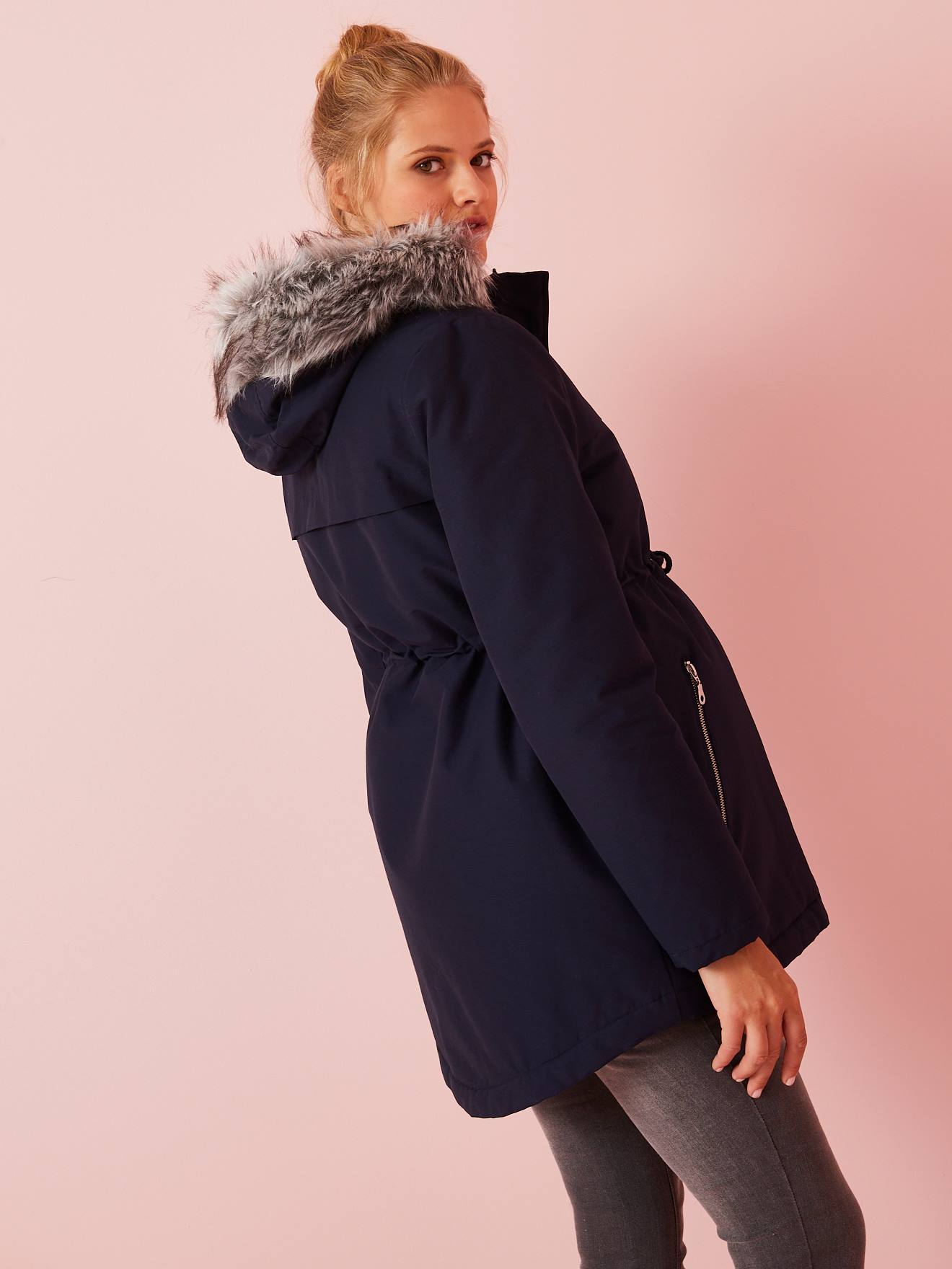 Parka évolutive grossesse et post-grossesse bleu encre