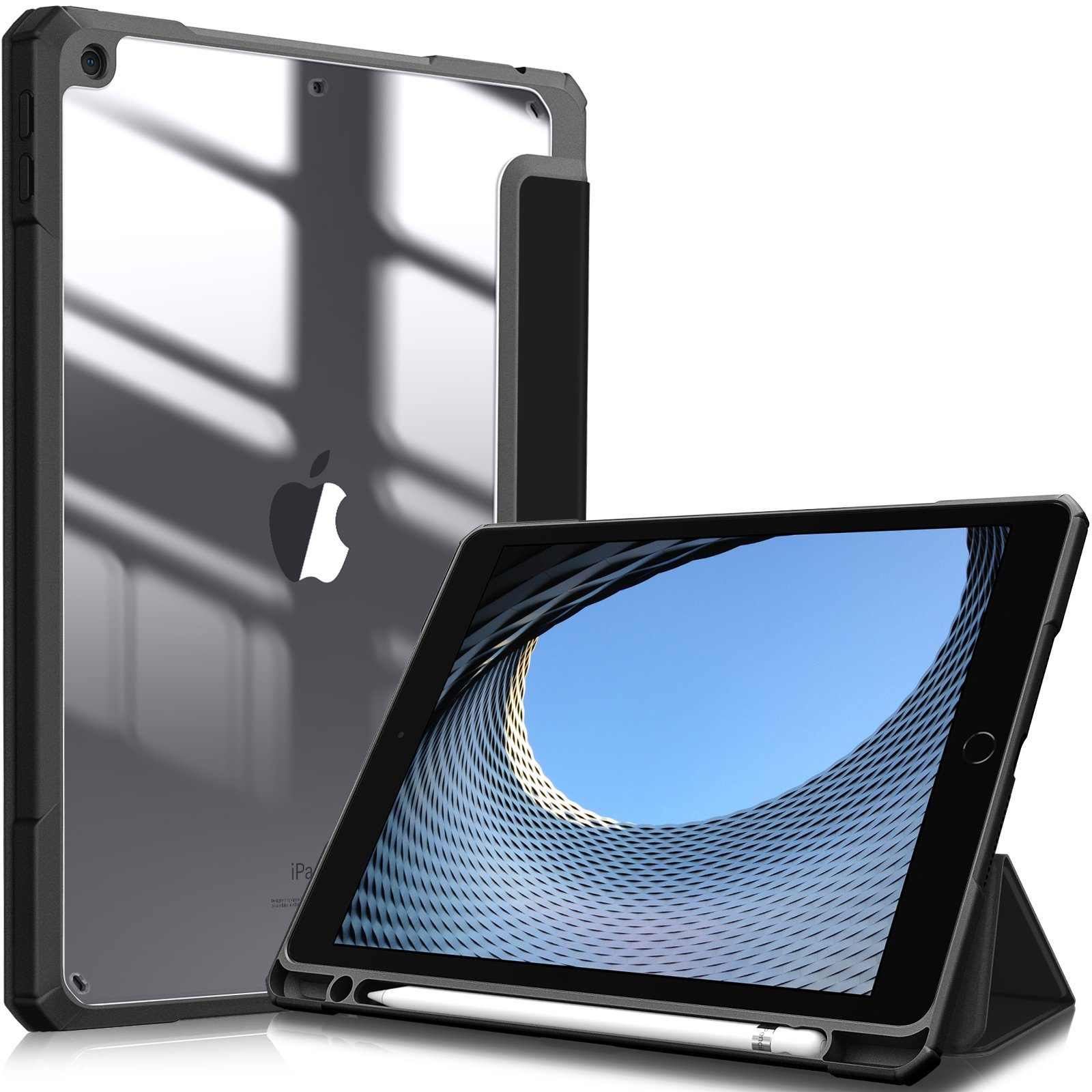 Fintie Tablet-Hülle Hybrid Hülle für 10.2 Zoll iPad 9. Generation 2021/8. Gen 2020/7. Gen, 2019 mit Stifthalter, Stoßfeste Hülle mit transparenter Hartschale
