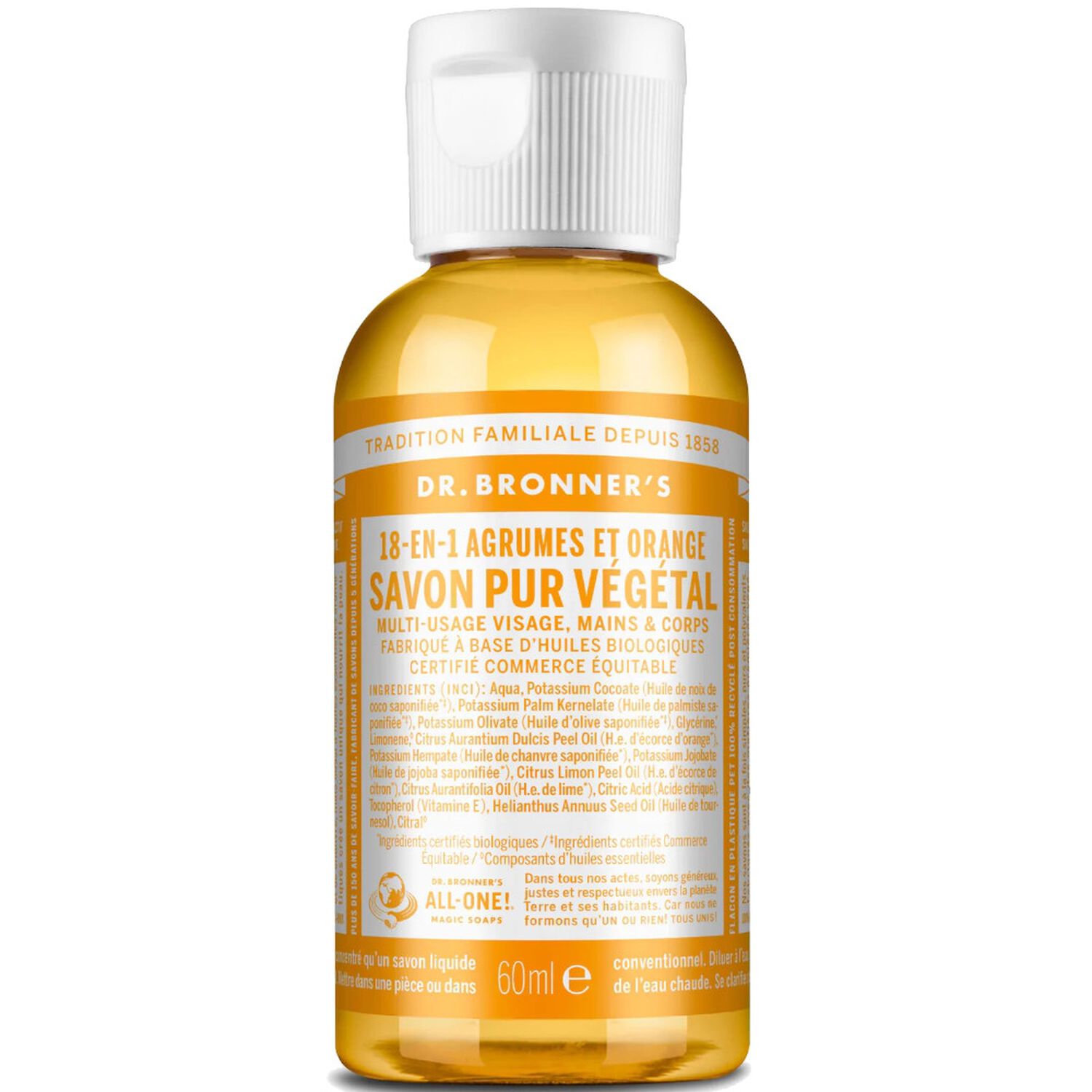 Dr Bronners Savon Liquide Agrumes Un savon de Castille liquide naturel 18-en-1