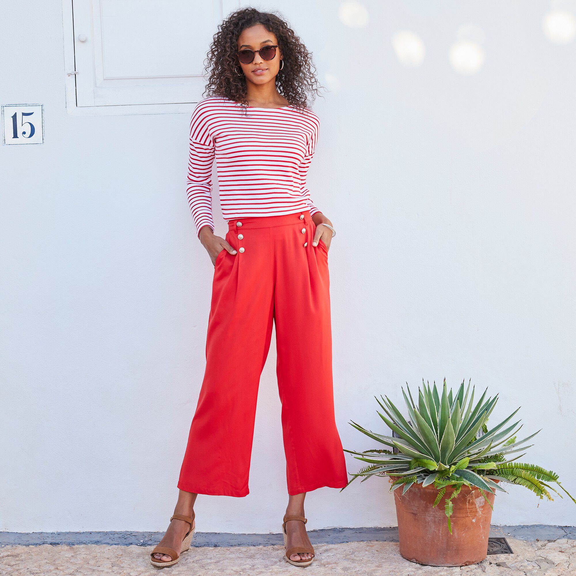 Pantalon large uni