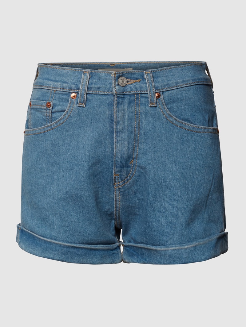 Mom Fit Jeansshorts mit Label-Patch in jeans