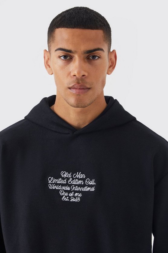 Kastiger strukturierter Hoodie mit Fransen