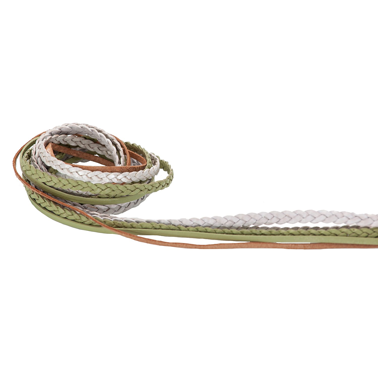 Lederbänder-Mix, grün, 2–3 mm
