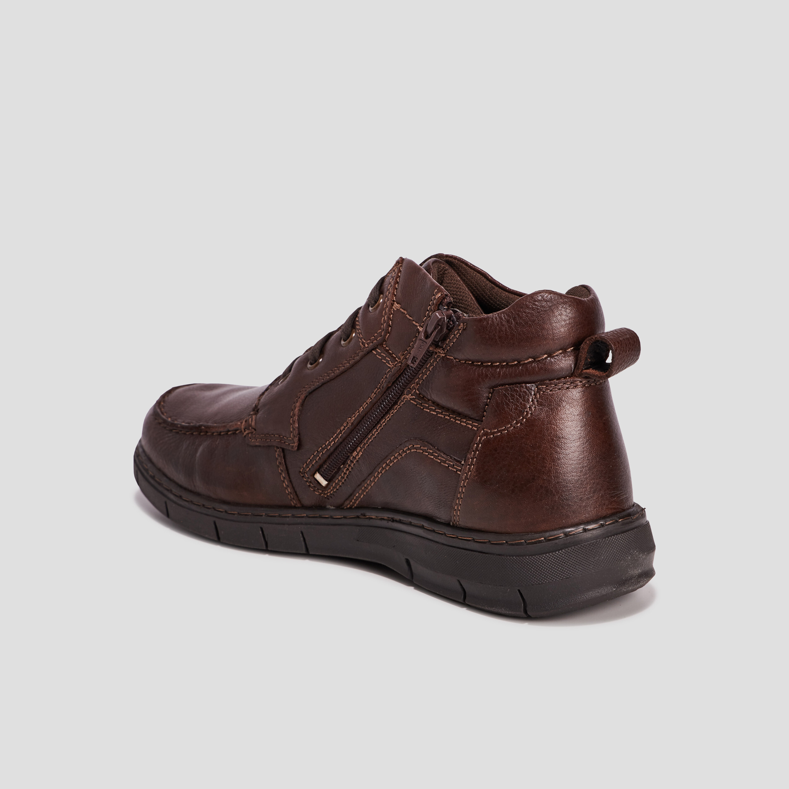 Bottines en cuir crantées à lacets marron homme | La Halle