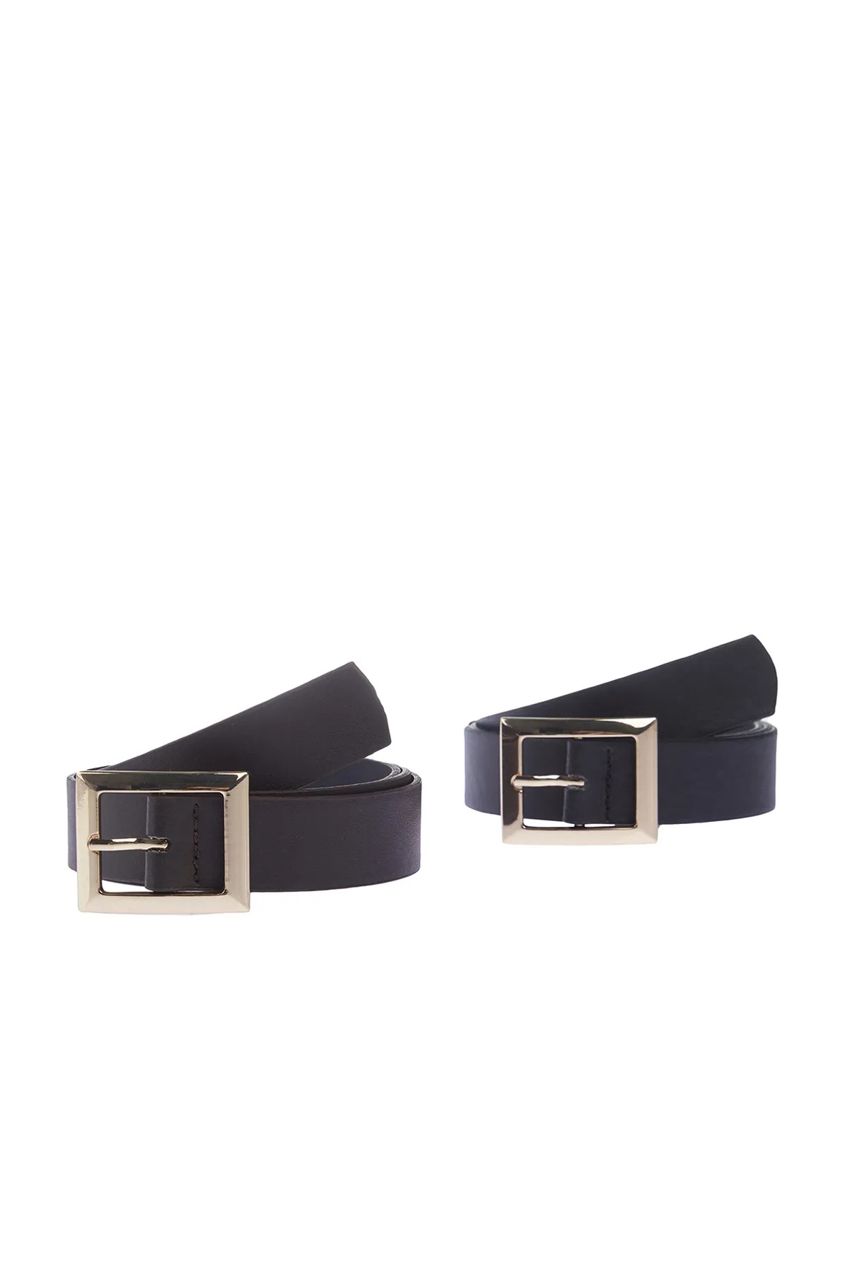 Trendyol Collection  Schwarz-Brauner 2er-Pack Damengürtel mit Schnalle TWOSS24KE00001