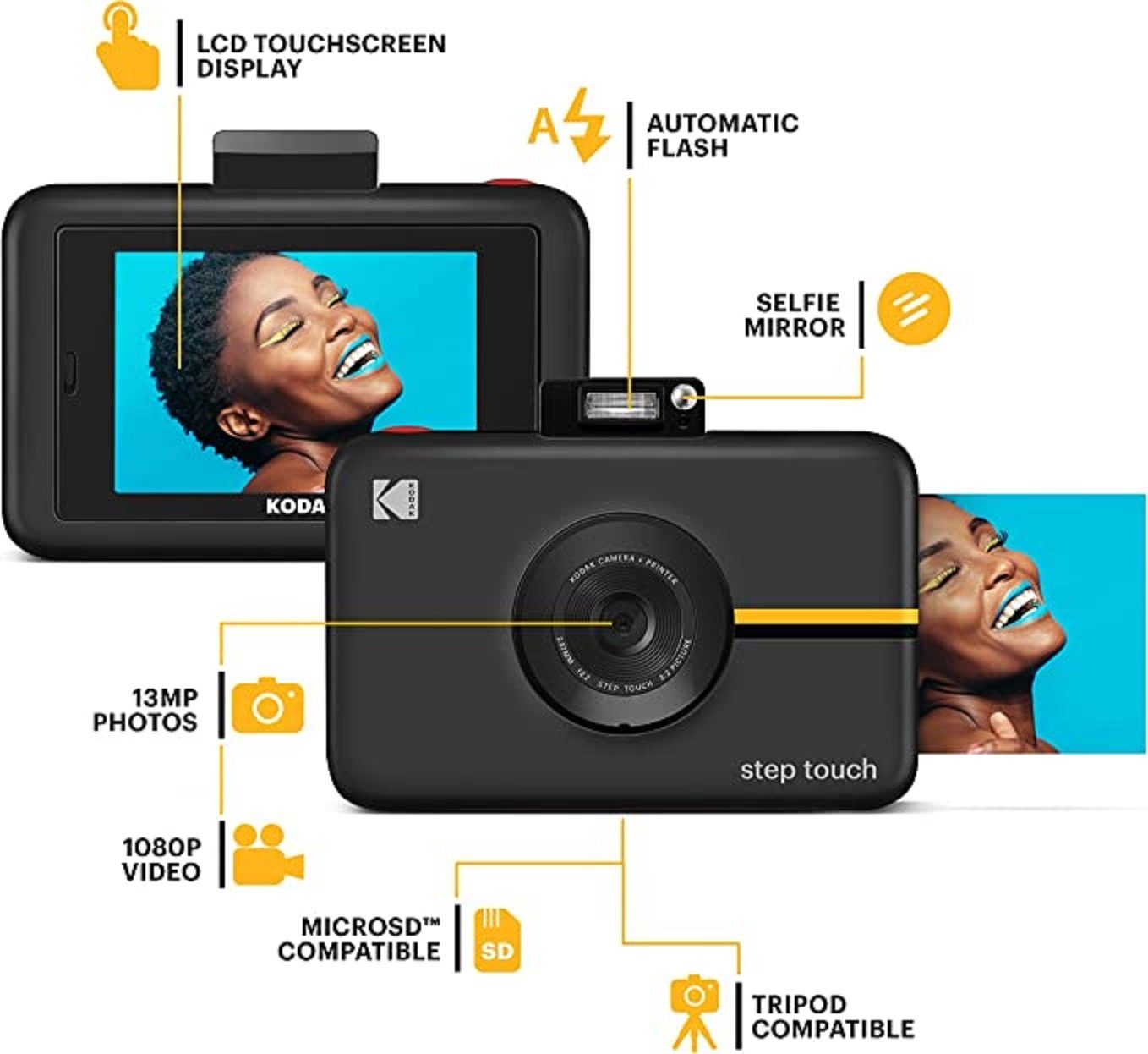 Kodak Step Touch Black Sofortbildkamera (13.2 MP, Touchscreen & Bluetooth)