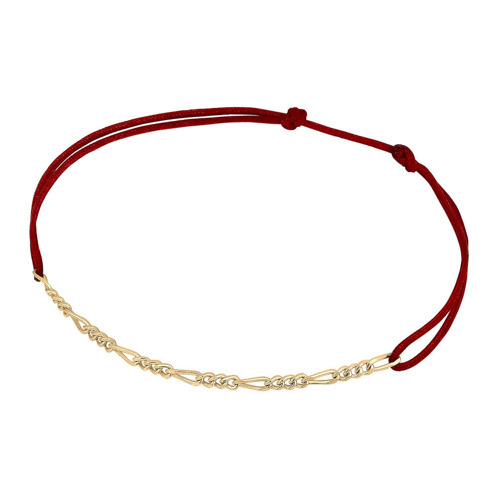 Elli Elli Bracelet Réglable Chaîne Firgaro Nylon Rouge Bracelet Femme  Plaqué Or Argen Bracelet