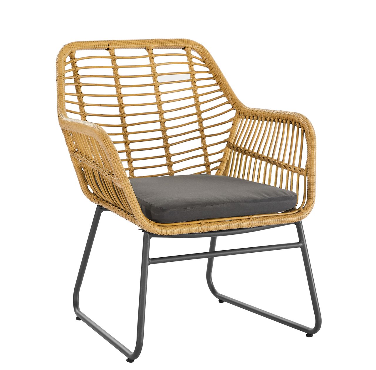 Happy Home Happy Home Lounge-Set 4tlg. HGS45-GRA helles Rattan mit Sitzkissen in grau