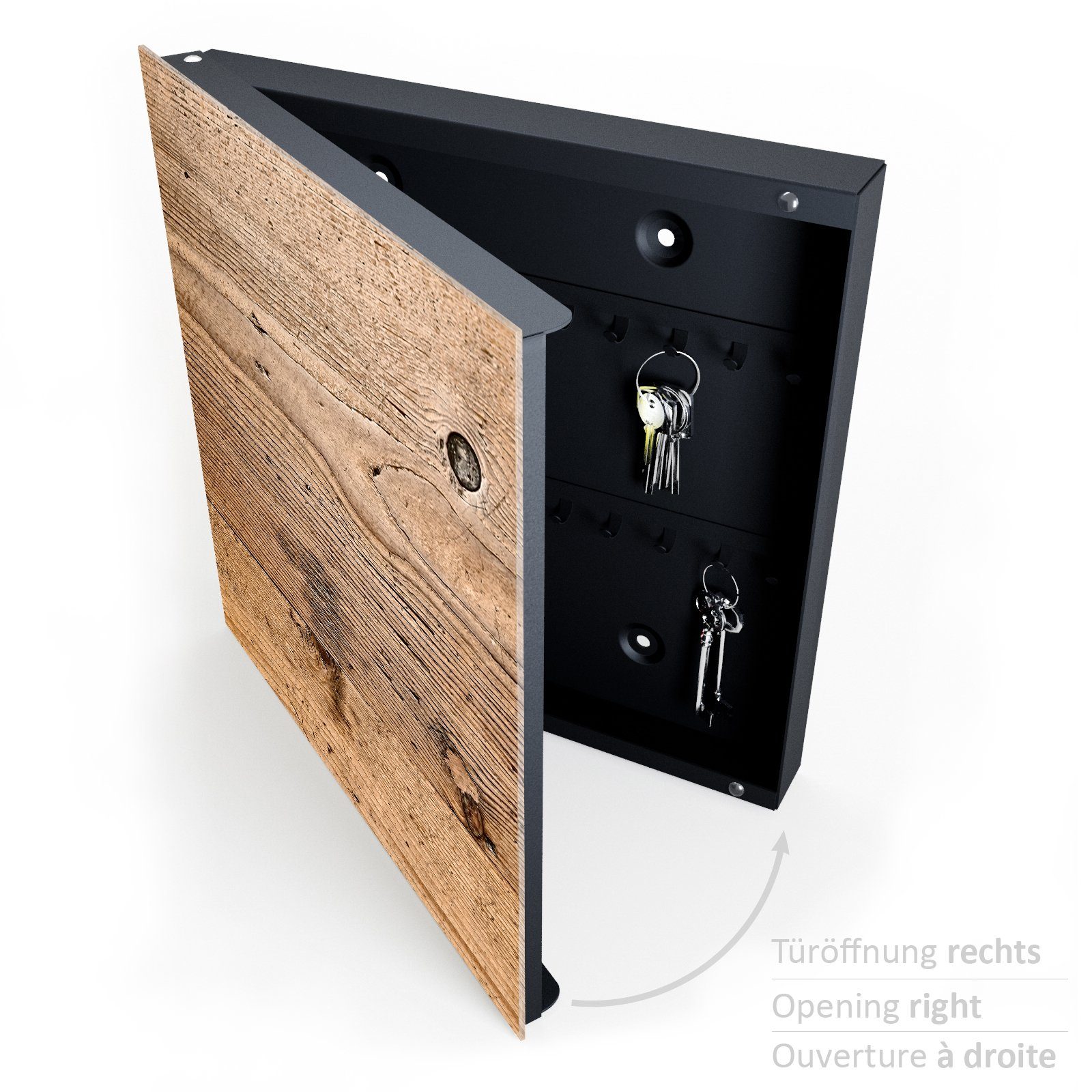 Primedeco Schlüsselkasten Magnetpinnwand mit Glasfront Holz Panel (1 St)