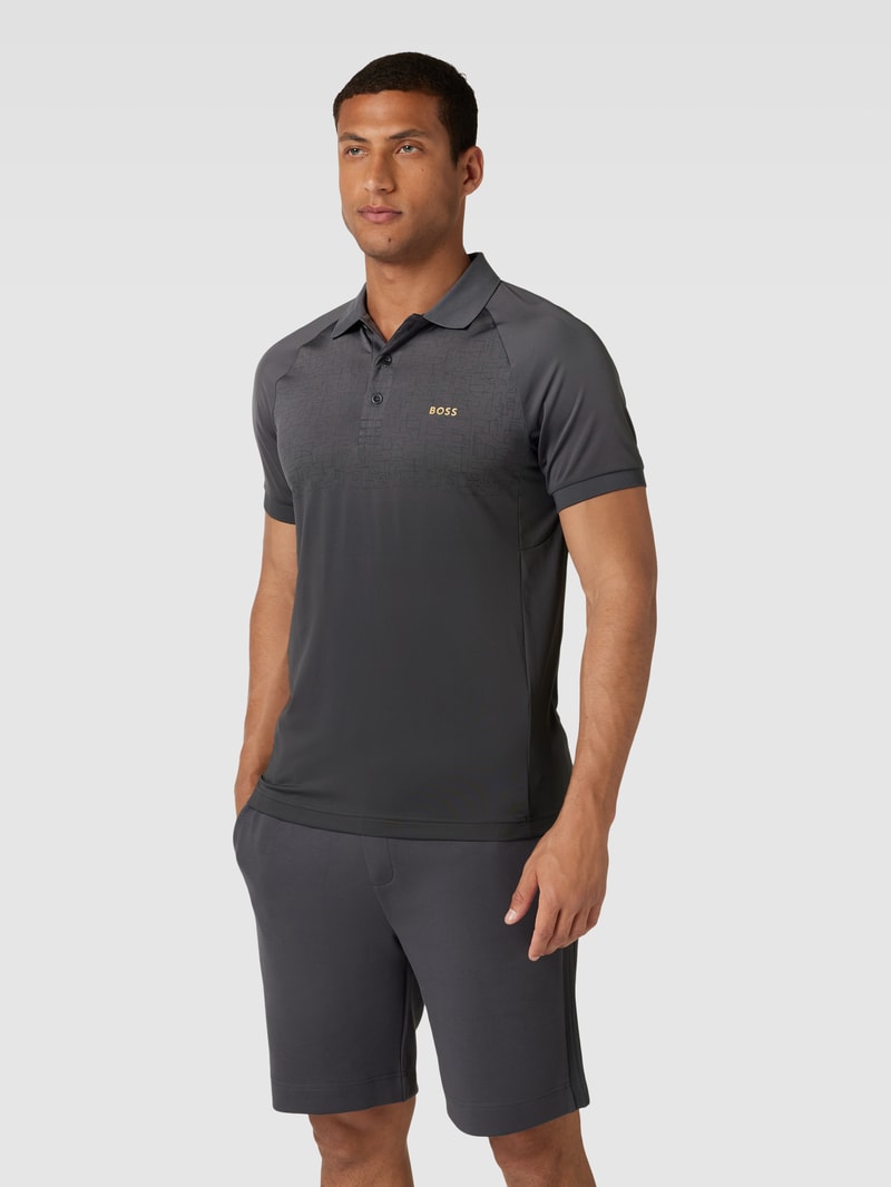 Slim Fit Stretch Poloshirt mit Label-Detail Modell 'Pauletech' in graphit