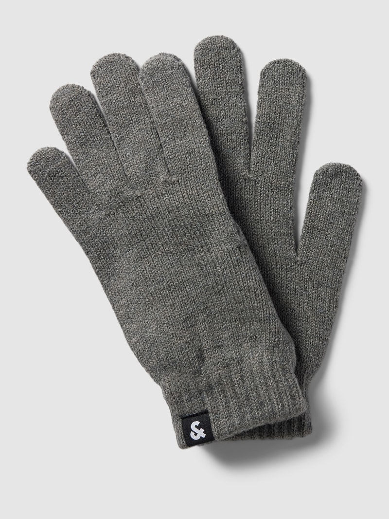 Handschuhe mit Label-Detail Modell 'BARRY' in mittelgrau meliert