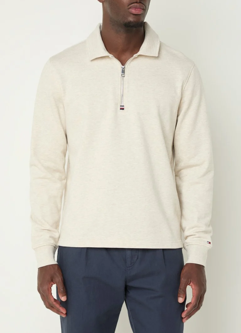 Pulover Tommy Hilfiger din tricot subțire, închis cu fermoar
