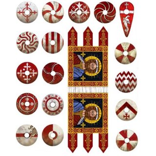 SAGA: Spanish Banner & Shield Transfers for 4pt Warbands