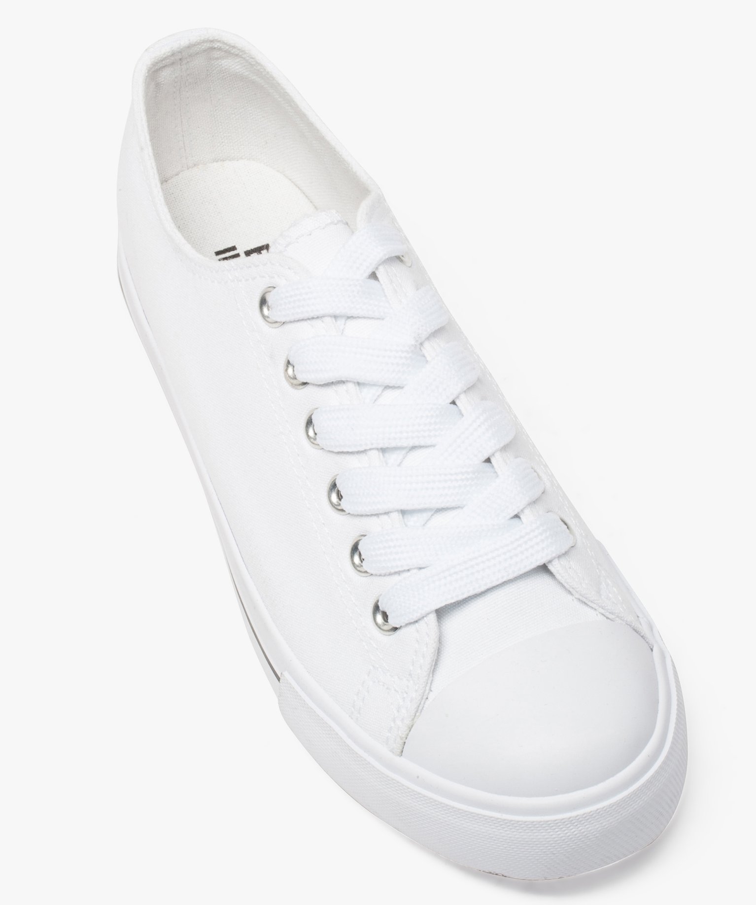 Baskets femme en toile à bout renforcé fermeture lacets blanc | GEMO