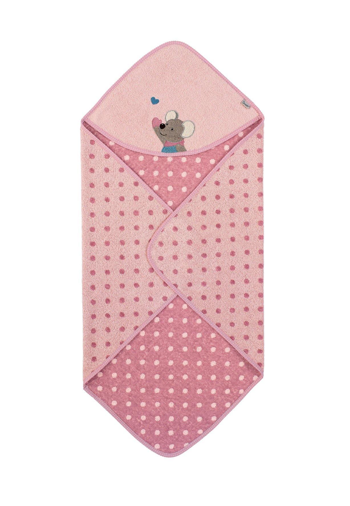 Badetuch 80x80 Maus Mabel in Rosa