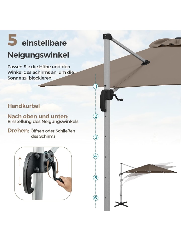 COSTWAY Sonnenschirm Ø330cm in Braun günstig kaufen onesize