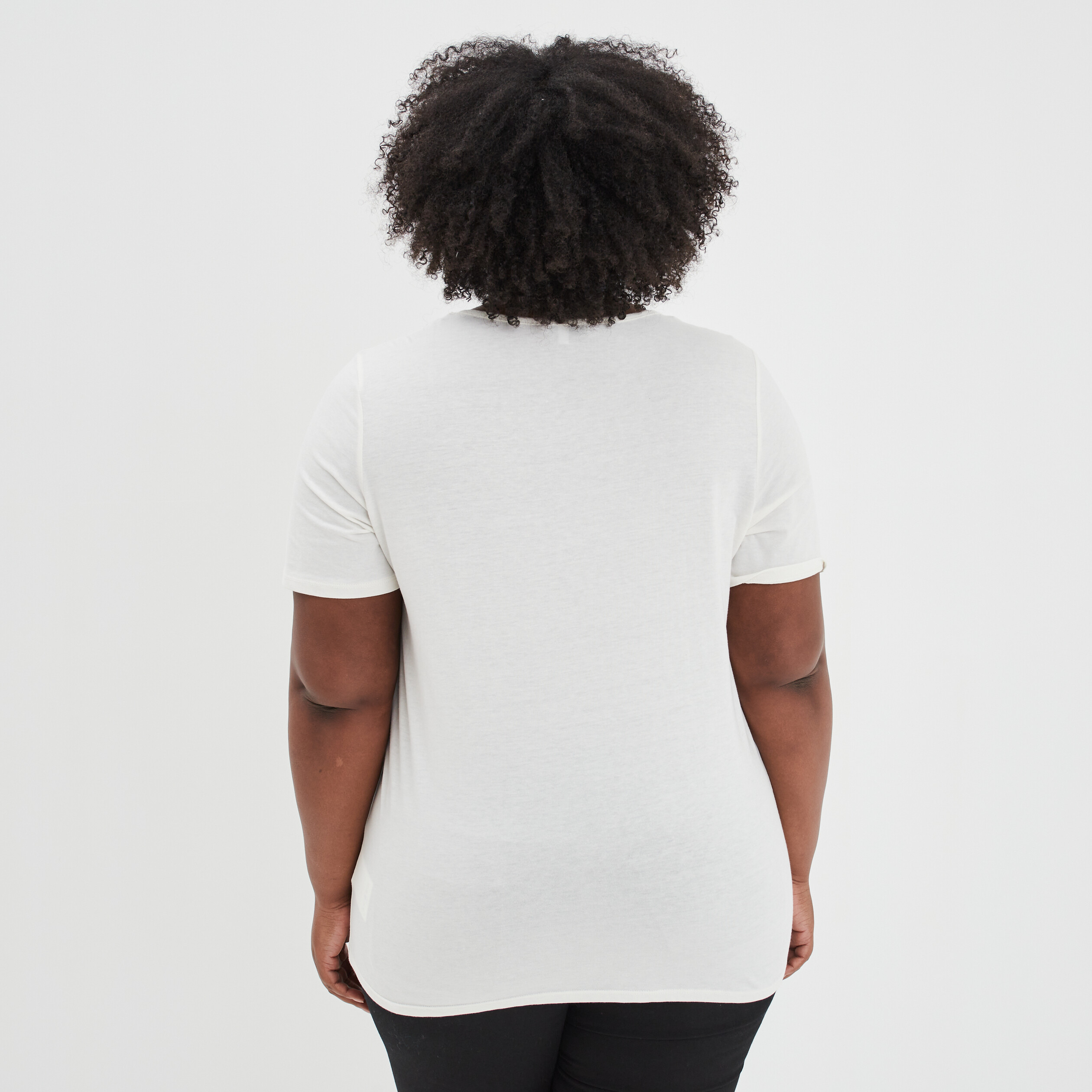 T-shirt droit avec détail chaîne blanc femme grande taille | La Halle