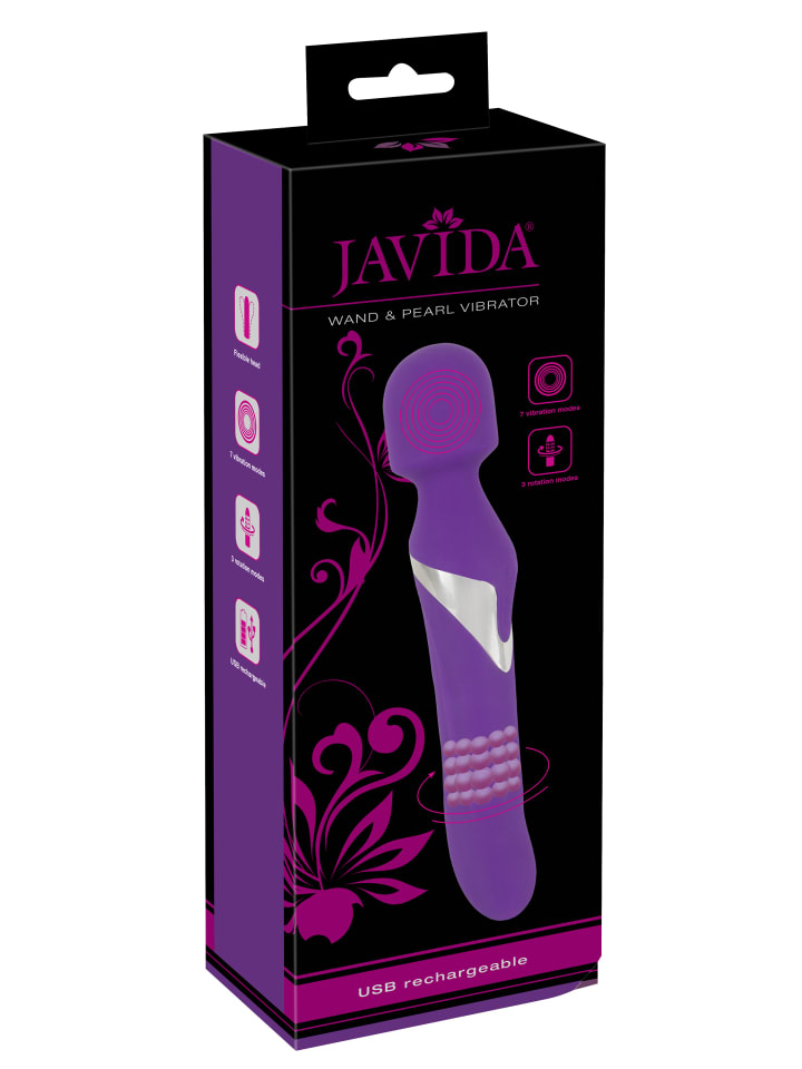 Javida Massagestab Wand & Pearl Vibrator in lila günstig kaufen 24 cm