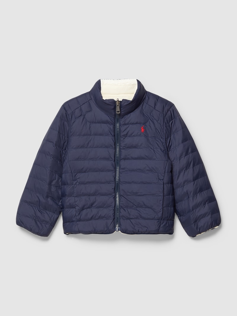 Wendejacke in Teddyfell-Optik mit Steppnähten in offwhite
