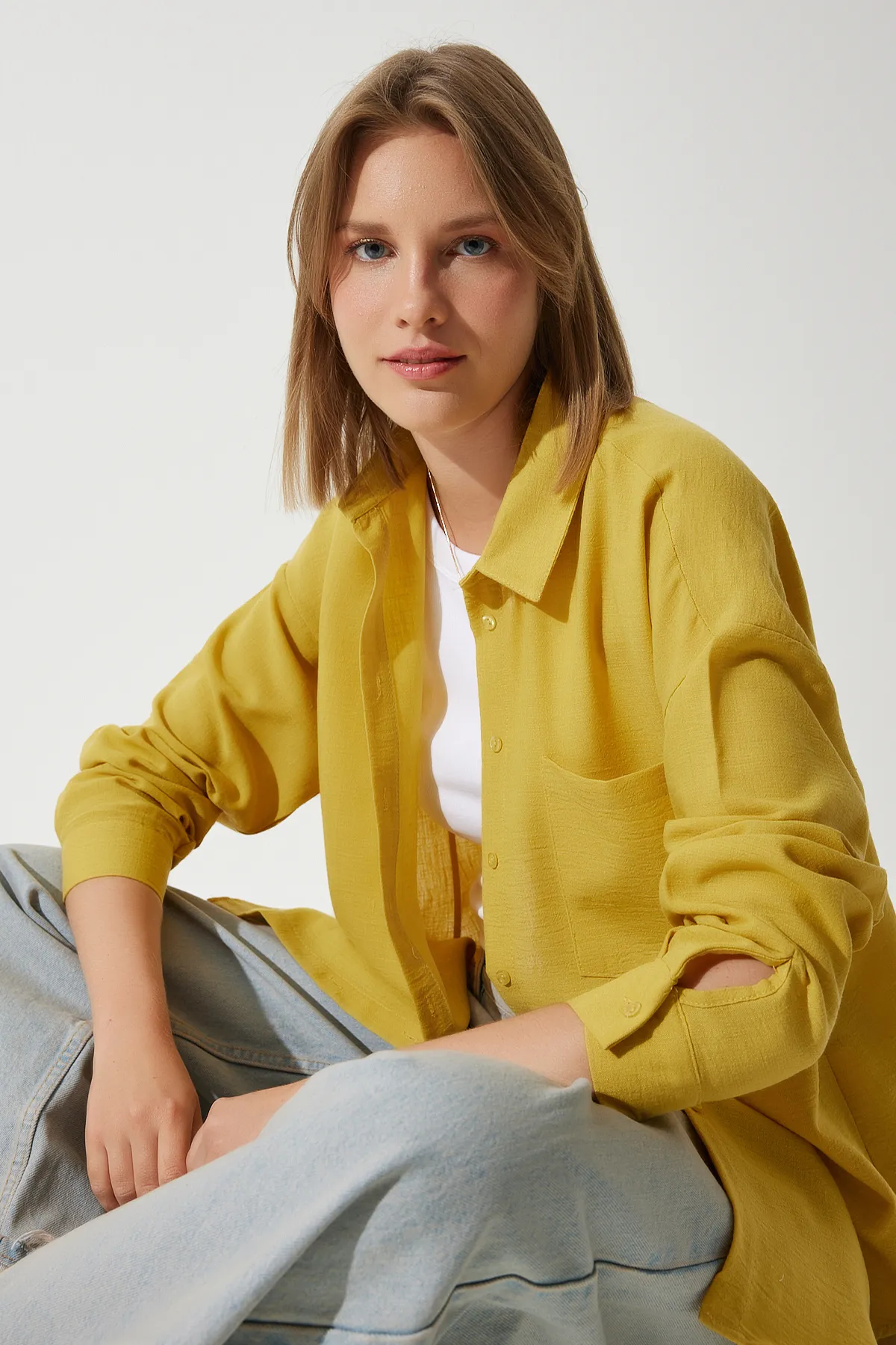 Happiness İstanbul  Hemd - Gelb - Oversized