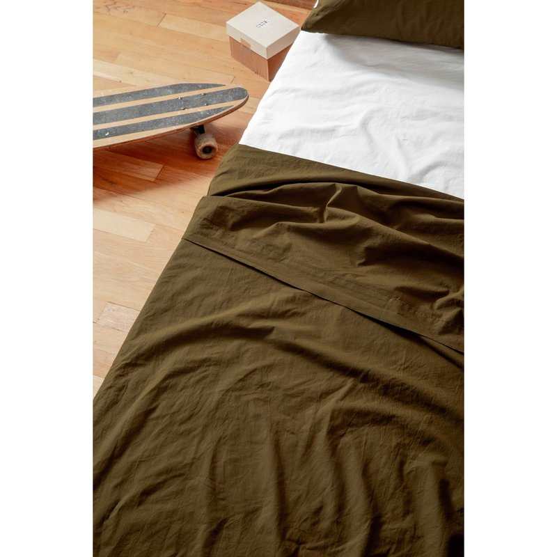 Drap plat 1 personne en Percale de Coton Bio lavé 180 x 290 cm