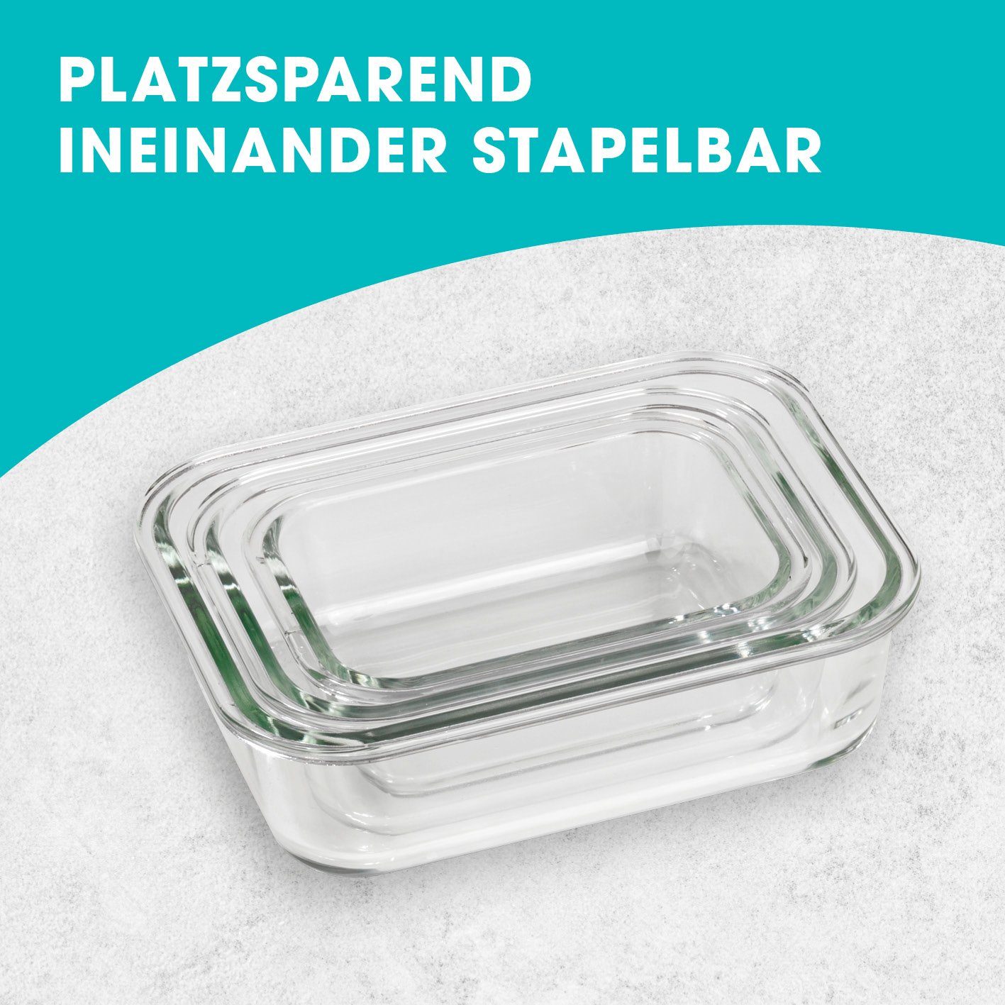 GOURMETmaxx Frischhaltedose Glas Klick-it mit Mikrowellen-Ventil 6-teilig grau, (6-tlg)