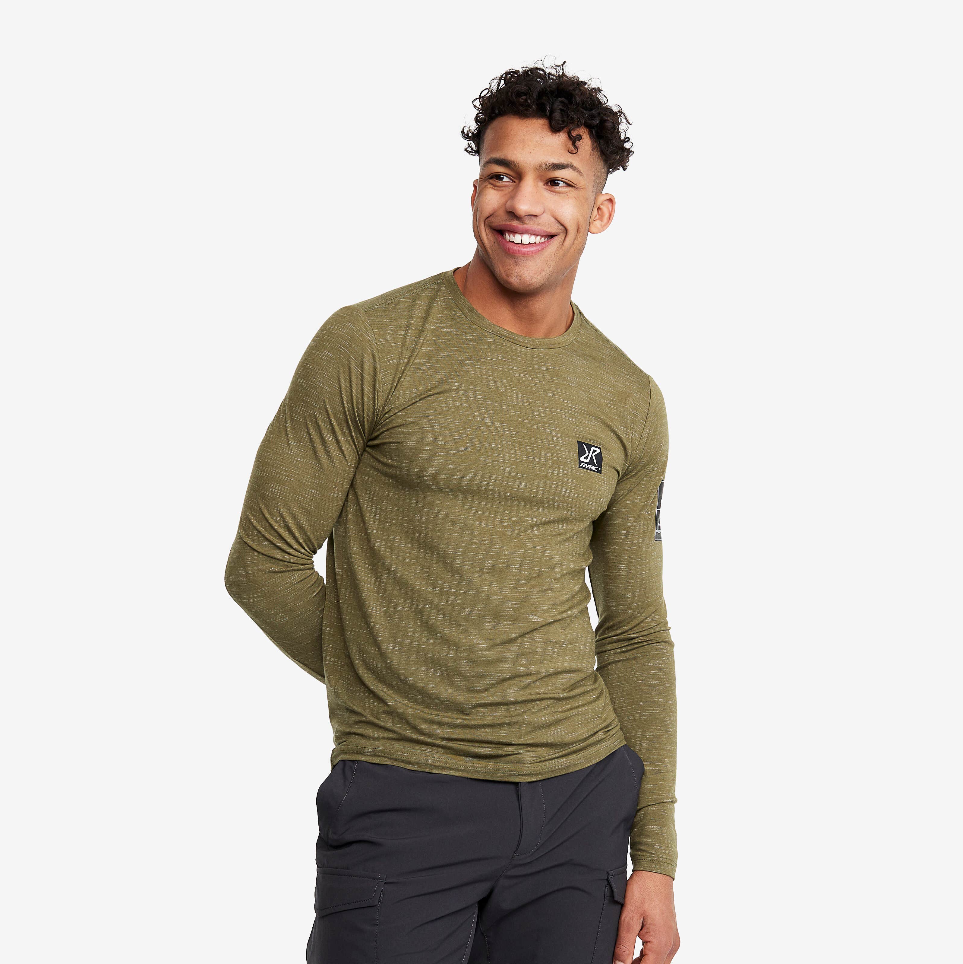 Adapt Long Sleeve Tee Homme Burnt Olive Melange