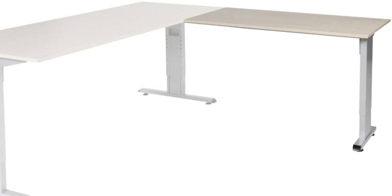 Schaffenburg Höhenverstellbar Schreibtisch-Erweiterung Rechteckig Eiche Holz Aluminium T-Fuß 1.200 x 600 mm