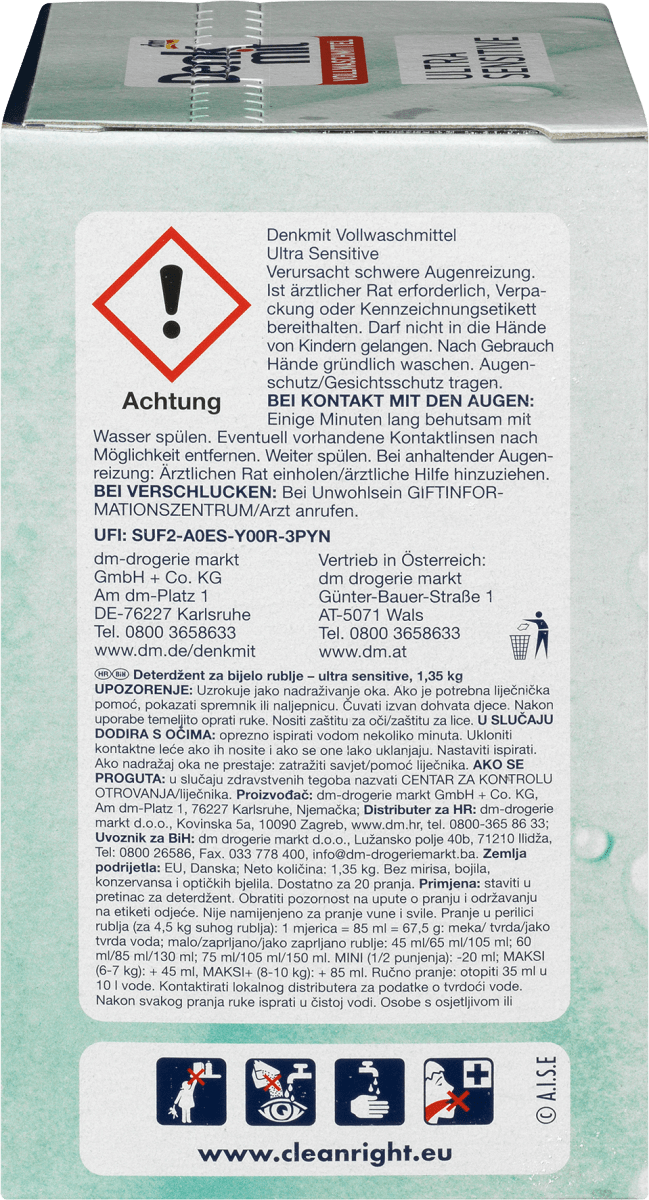 Vollwaschmittel Pulver Ultra Sensitive, 20 Wl