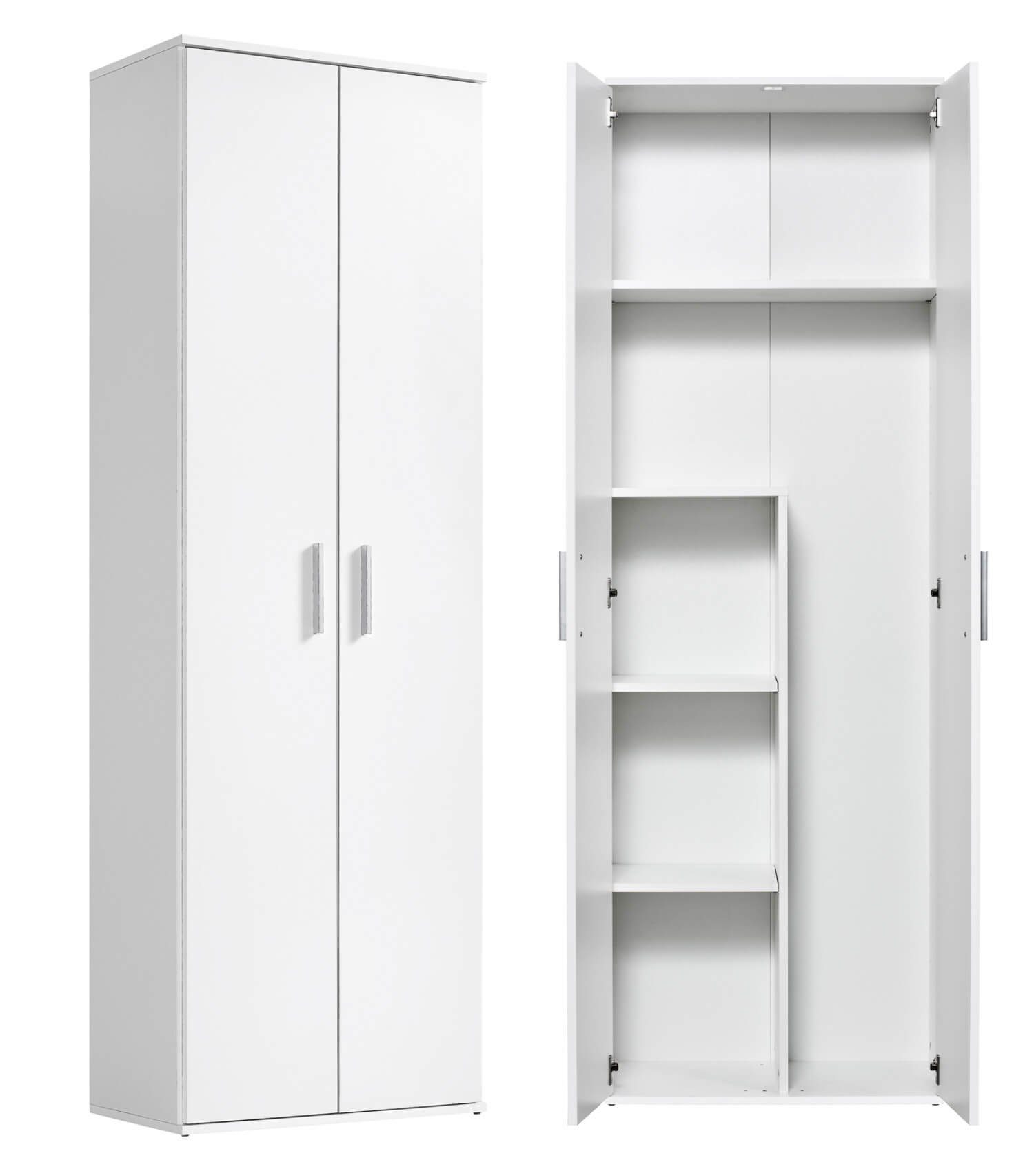 mokebo Mehrzweckschrank Der Lange (mit Staubsaugerfach) in Weiß, auch als Aktenschrank, Garderobenschrank oder Schuhschrank
