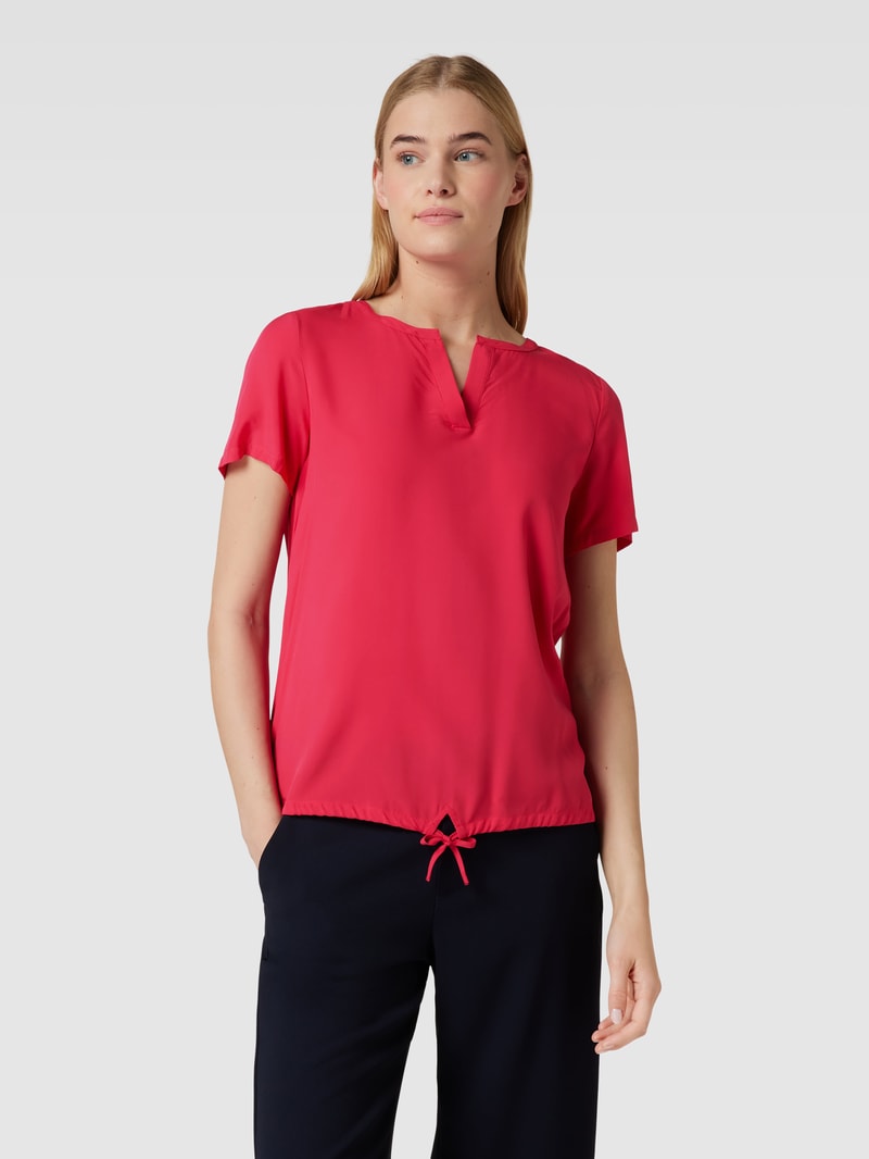 Blusenshirt mit V-Ausschnitt in metallic rosa