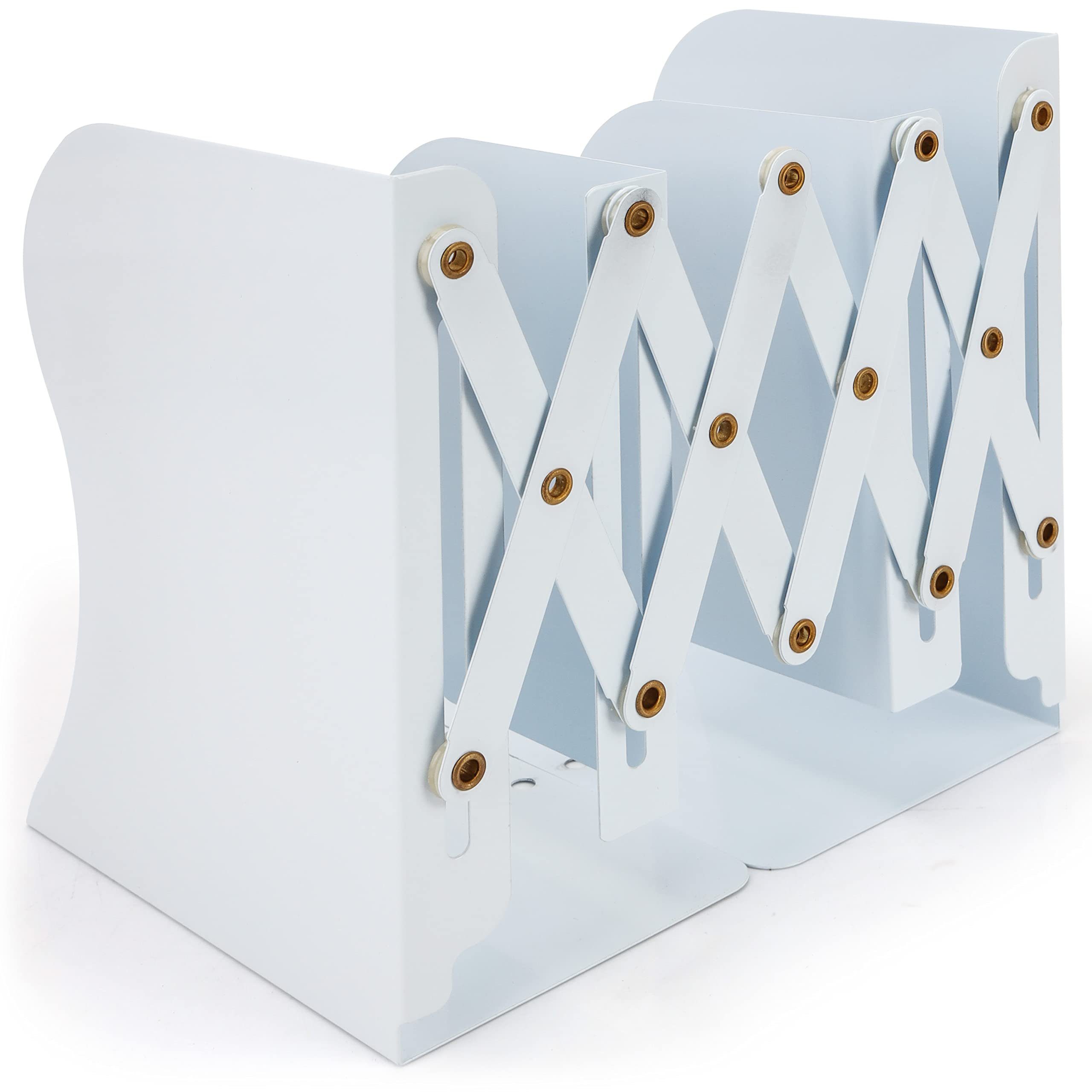 Belle Vous Zeitungsständer Ausziehbare Buchstützen - 41cm Weiß, Extendable Bookends - 41cm White