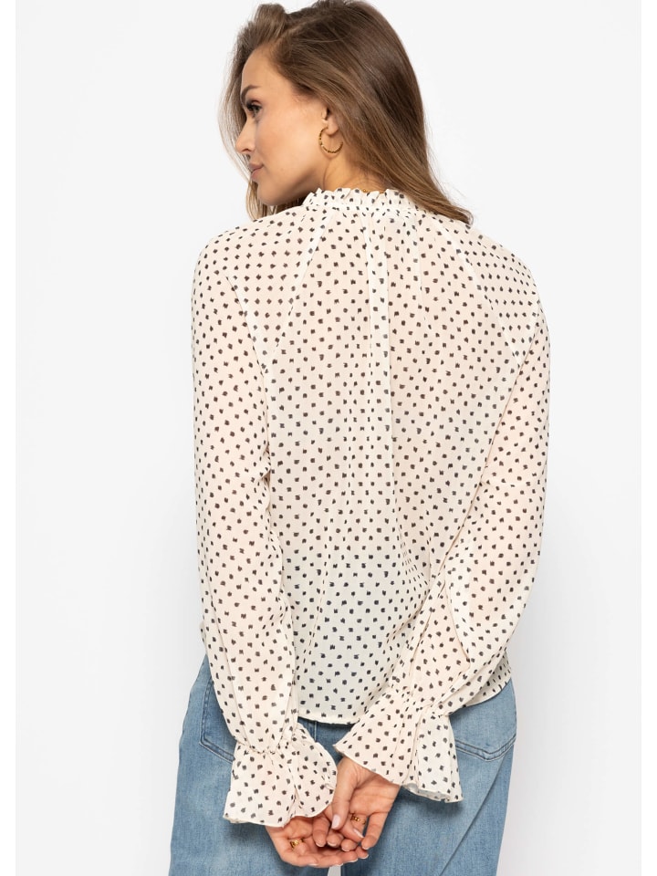 SASSYCLASSY Chiffonbluse mit Print in Beige günstig kaufen